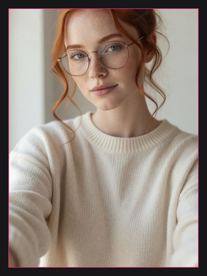 Early 20s redhead glasses selfie