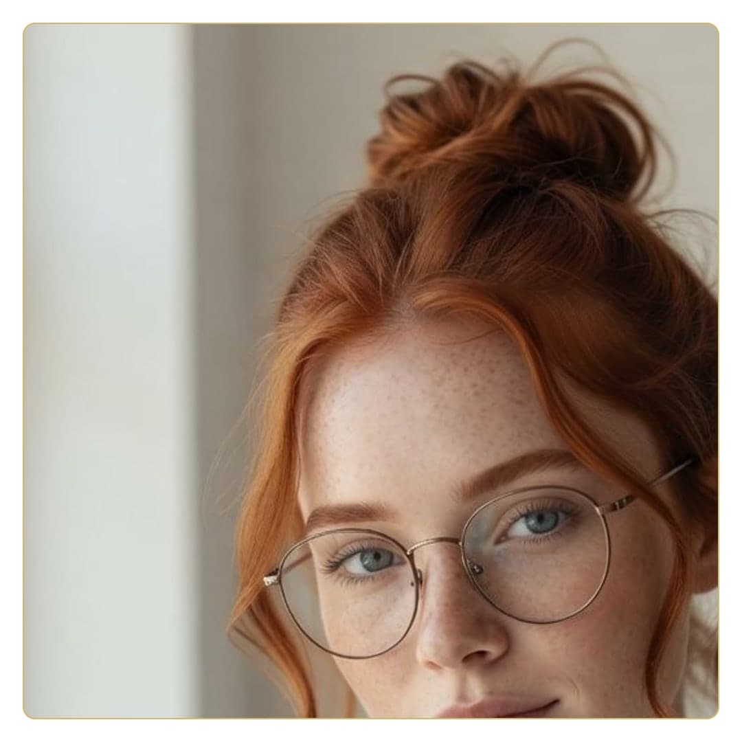 Young adult redhead glasses smile
