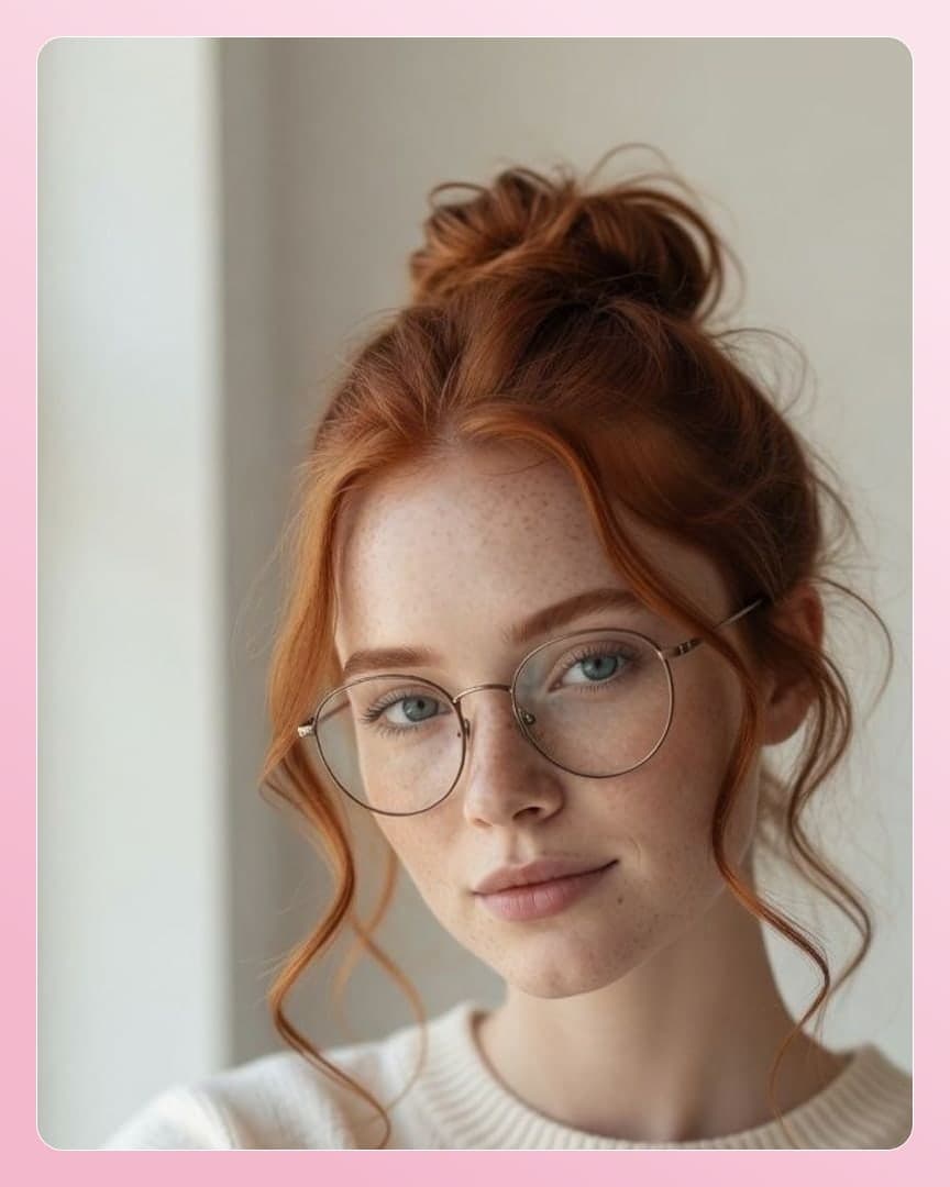 Redhead in white sweater portrait