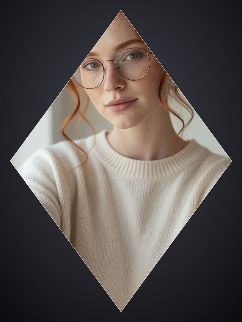 Redhead glasses full body portrait