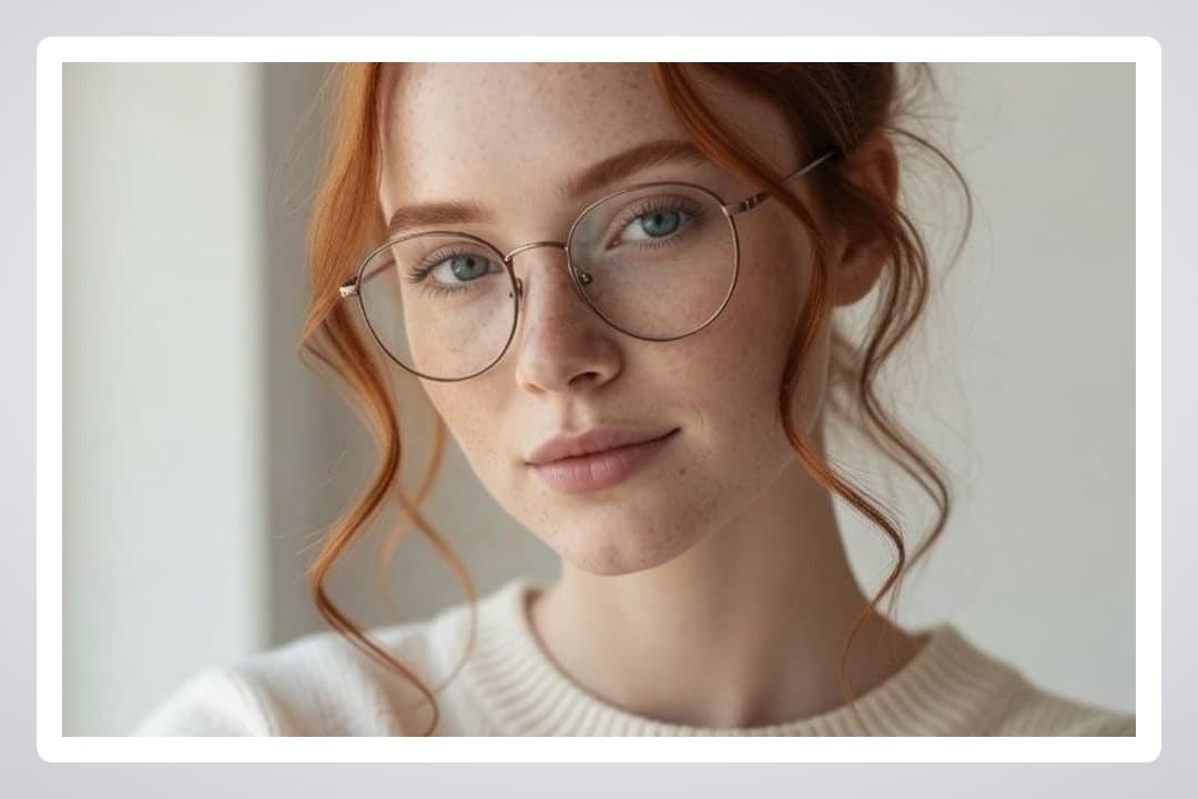 Redhead in white sweater portrait