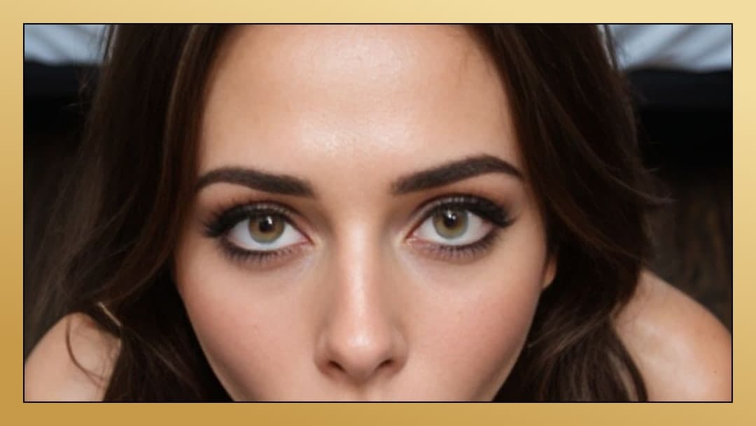 POV topless close-up hazel eyes