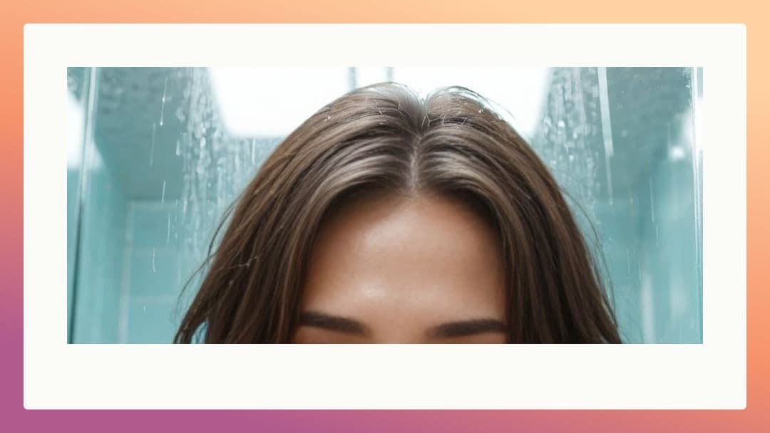 Wet brunette hair in shower POV