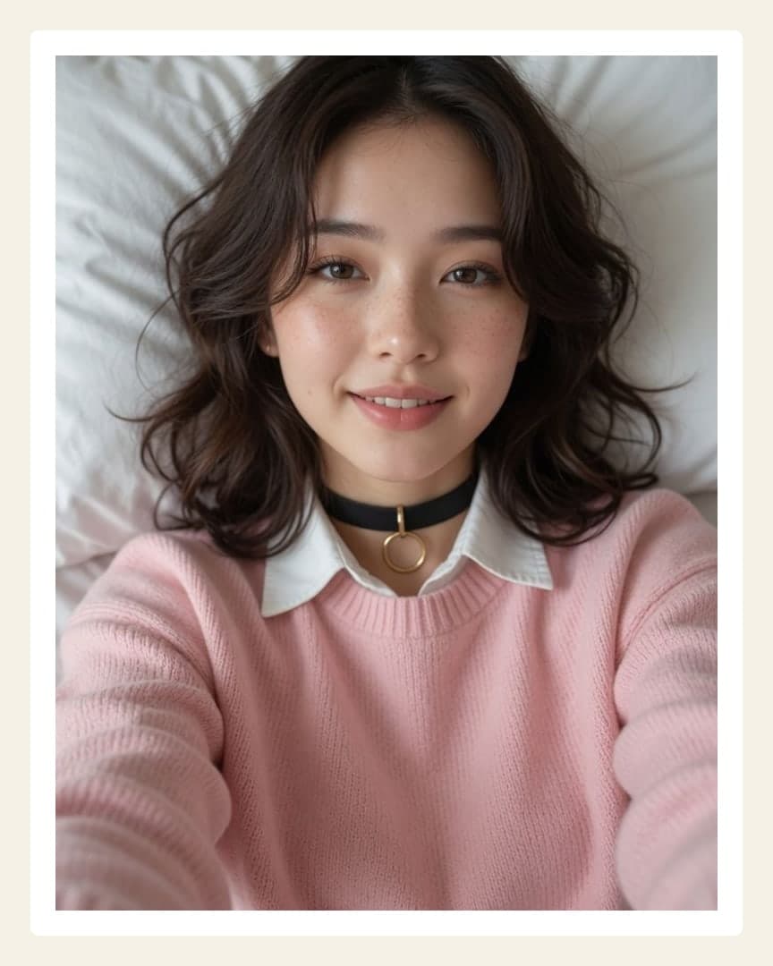 Selfie in pink sweater