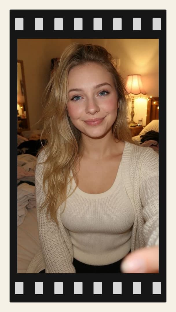 College blonde bedroom selfie