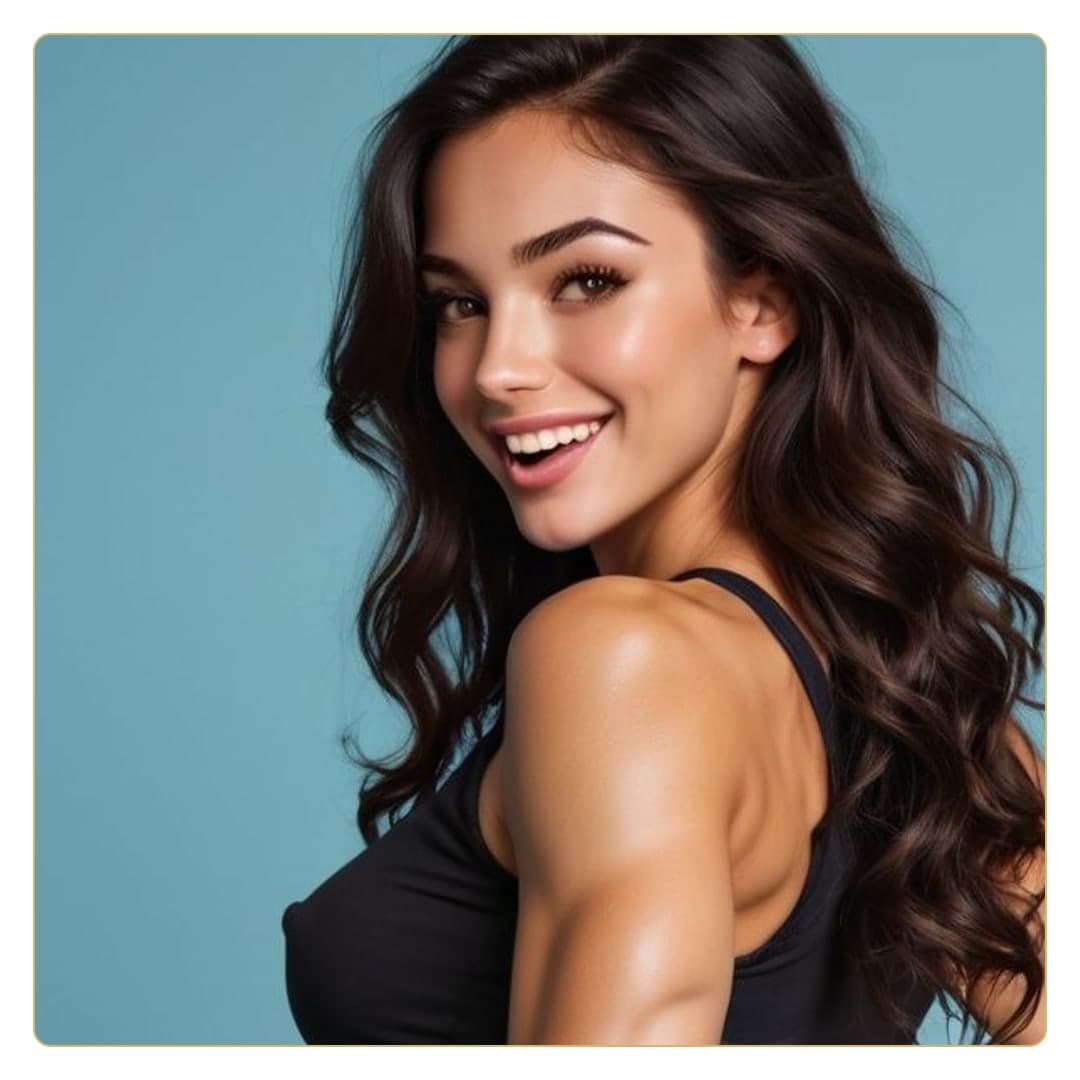 Latina fitness coach close-up smile