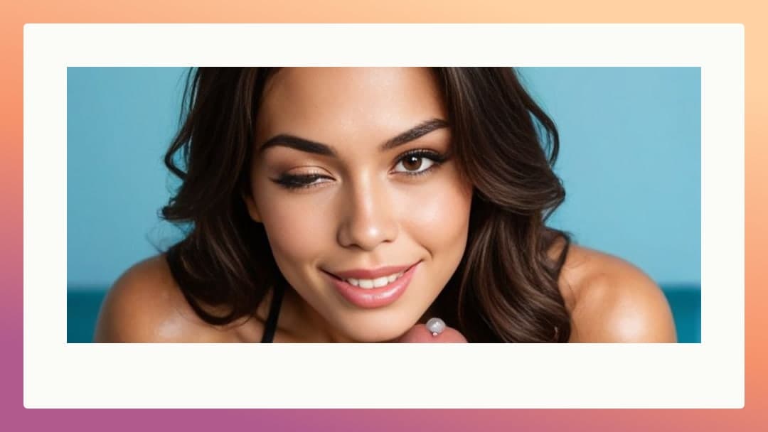 Topless Latina close-up blue backdrop