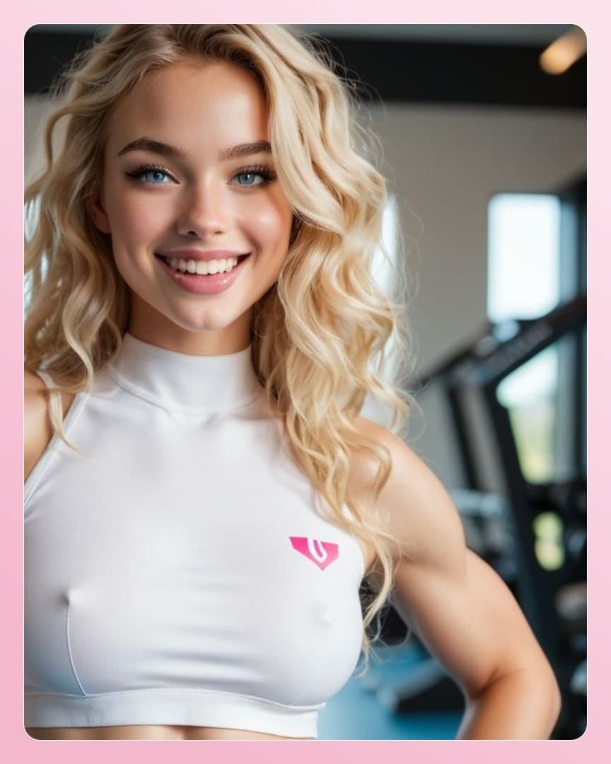 College blonde gym selfie