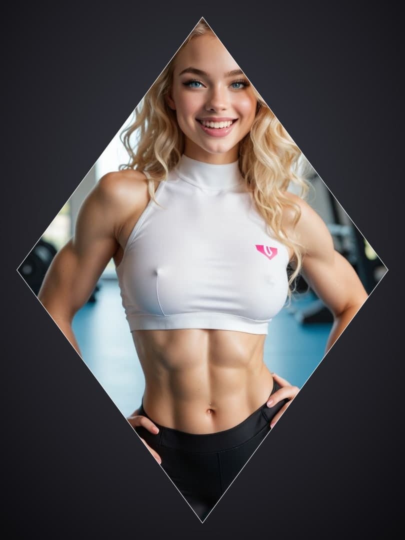 Blonde gym crop top portrait