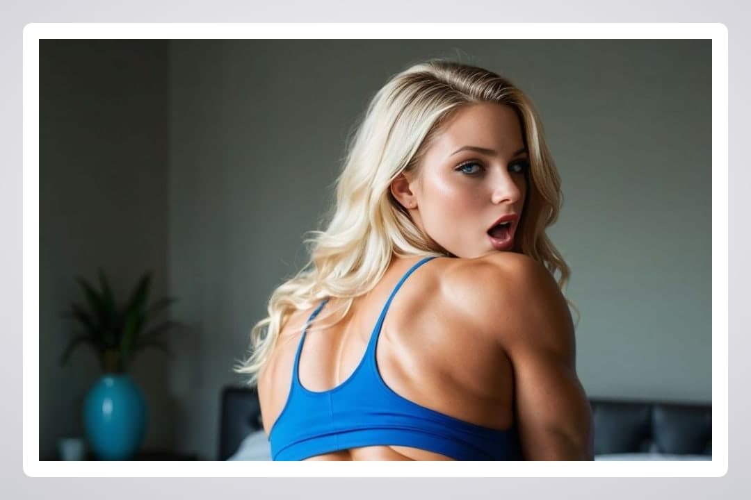 College blonde surprised bedroom glance