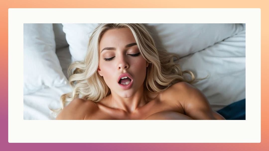 Blonde moaning on white sheets