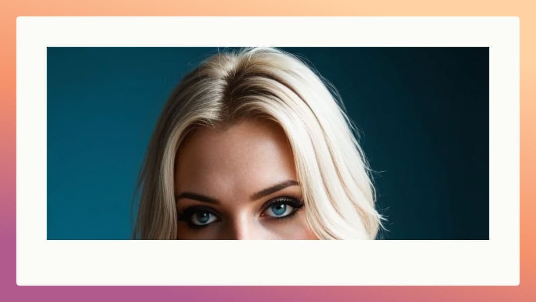 Long straight blonde blue eyes closeup