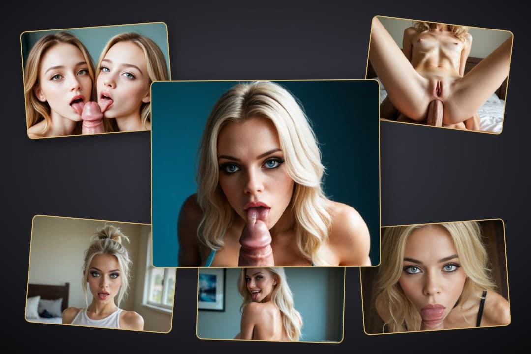 Topless blonde bedroom POV blowjob