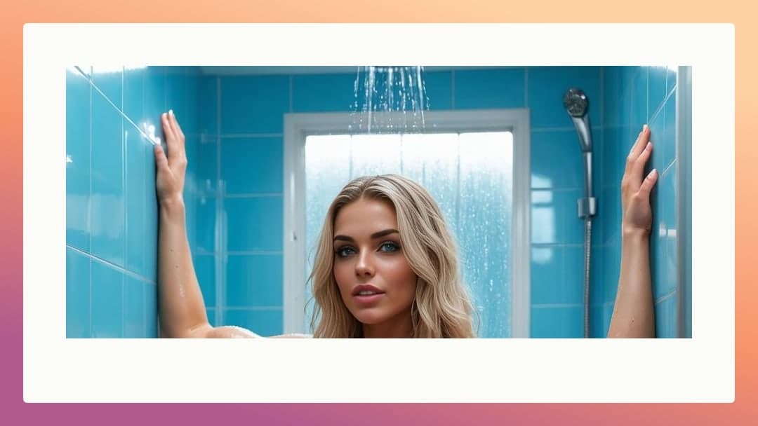 Young adult blonde in steamy shower