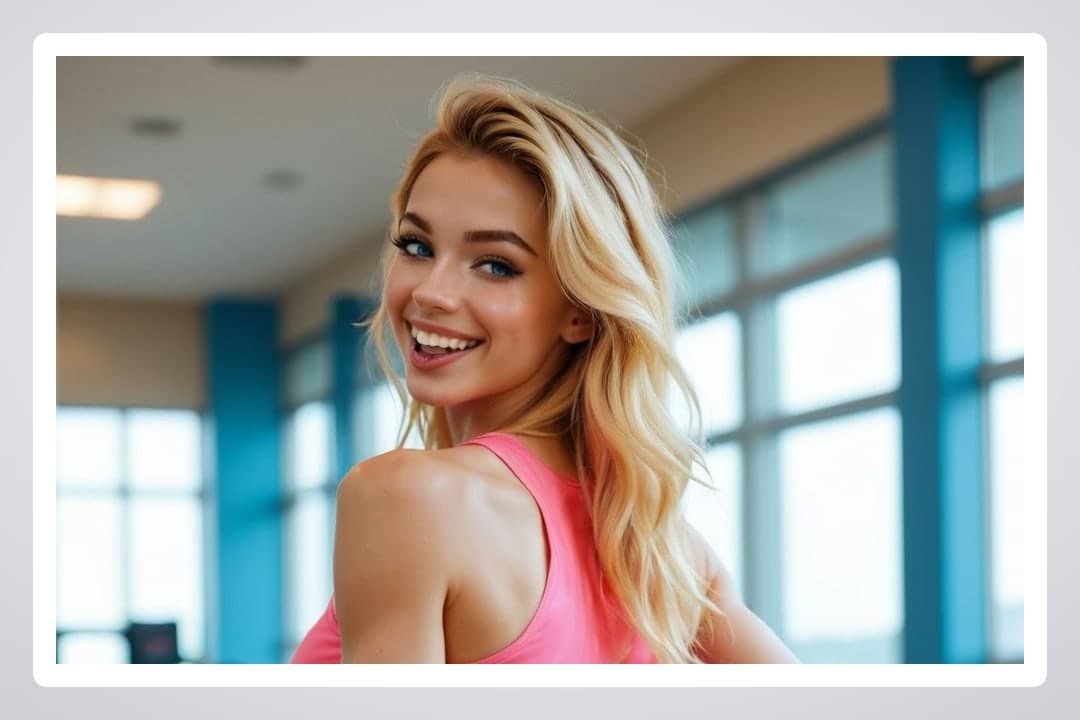 Young adult blonde gym portrait