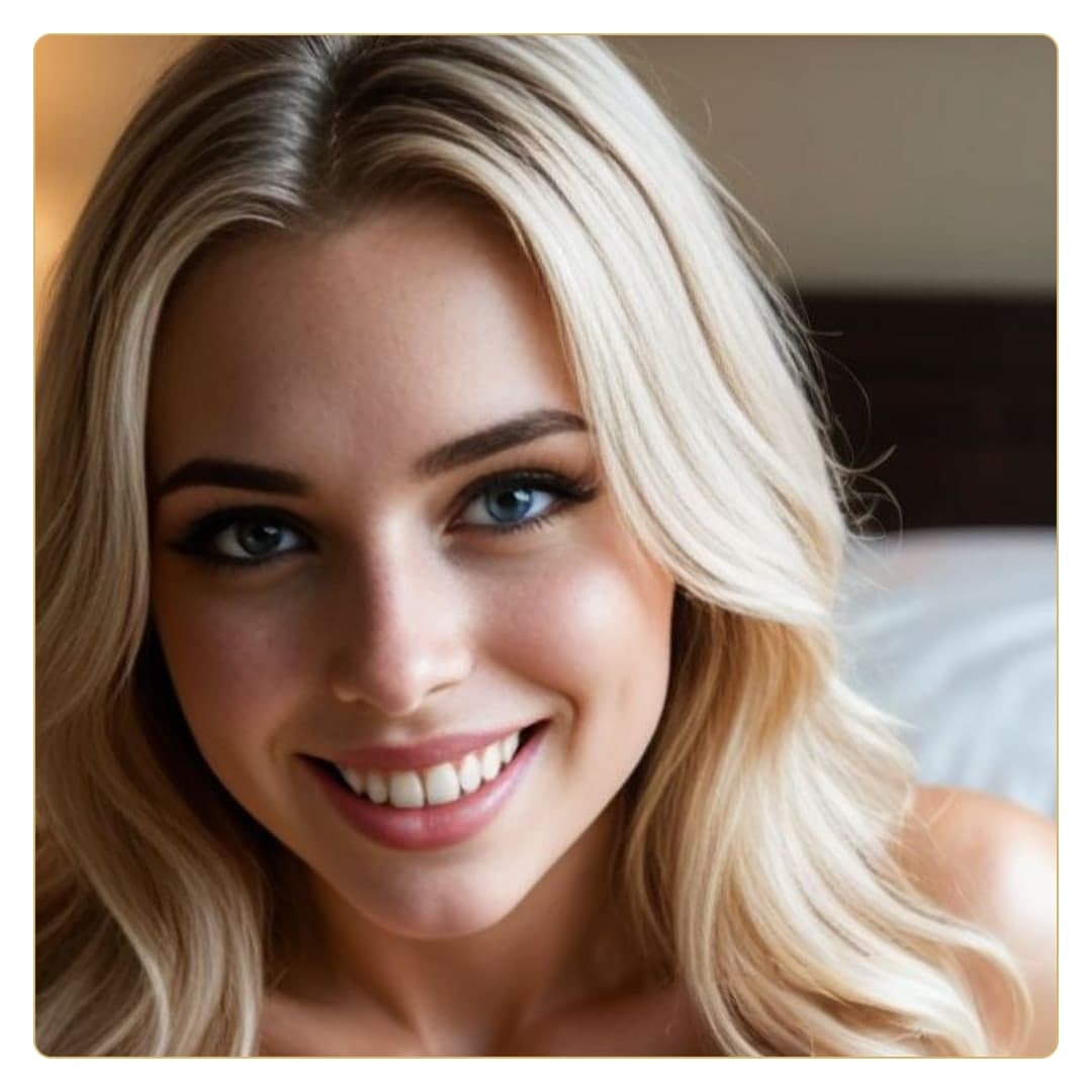 Platinum blonde blue eyes selfie