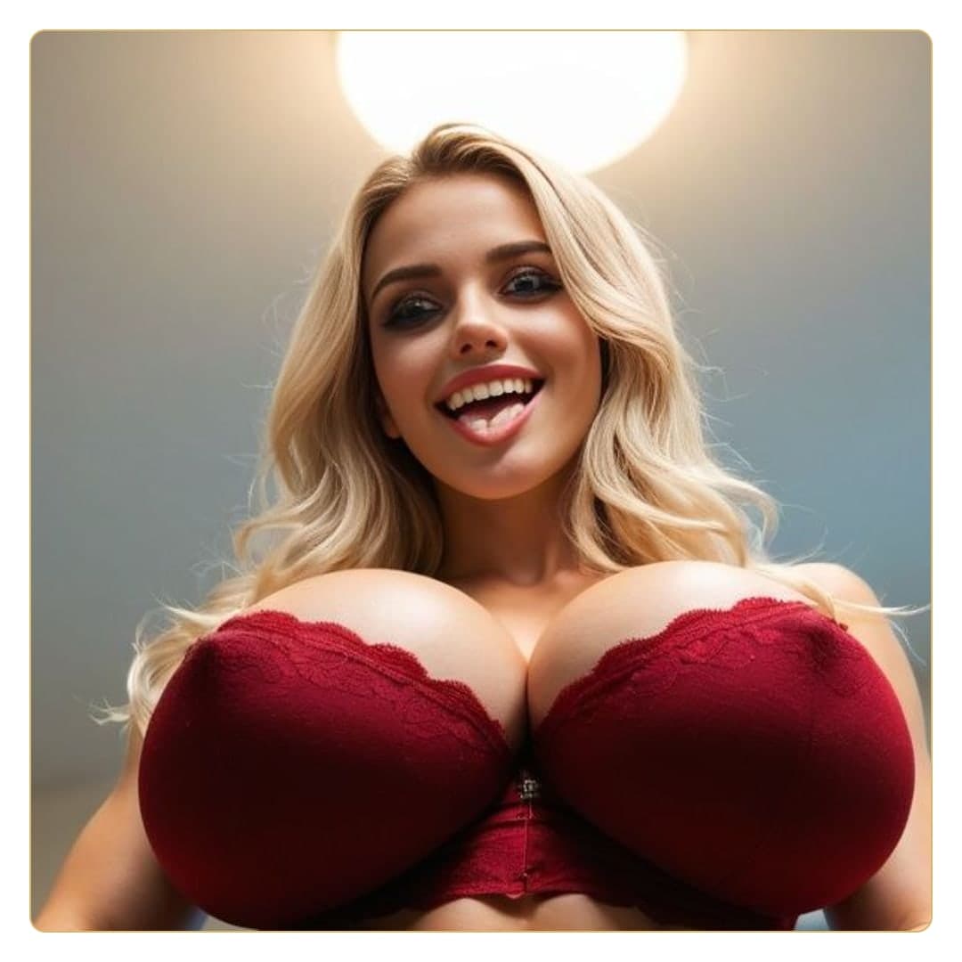 Busty blonde cleavage close-up