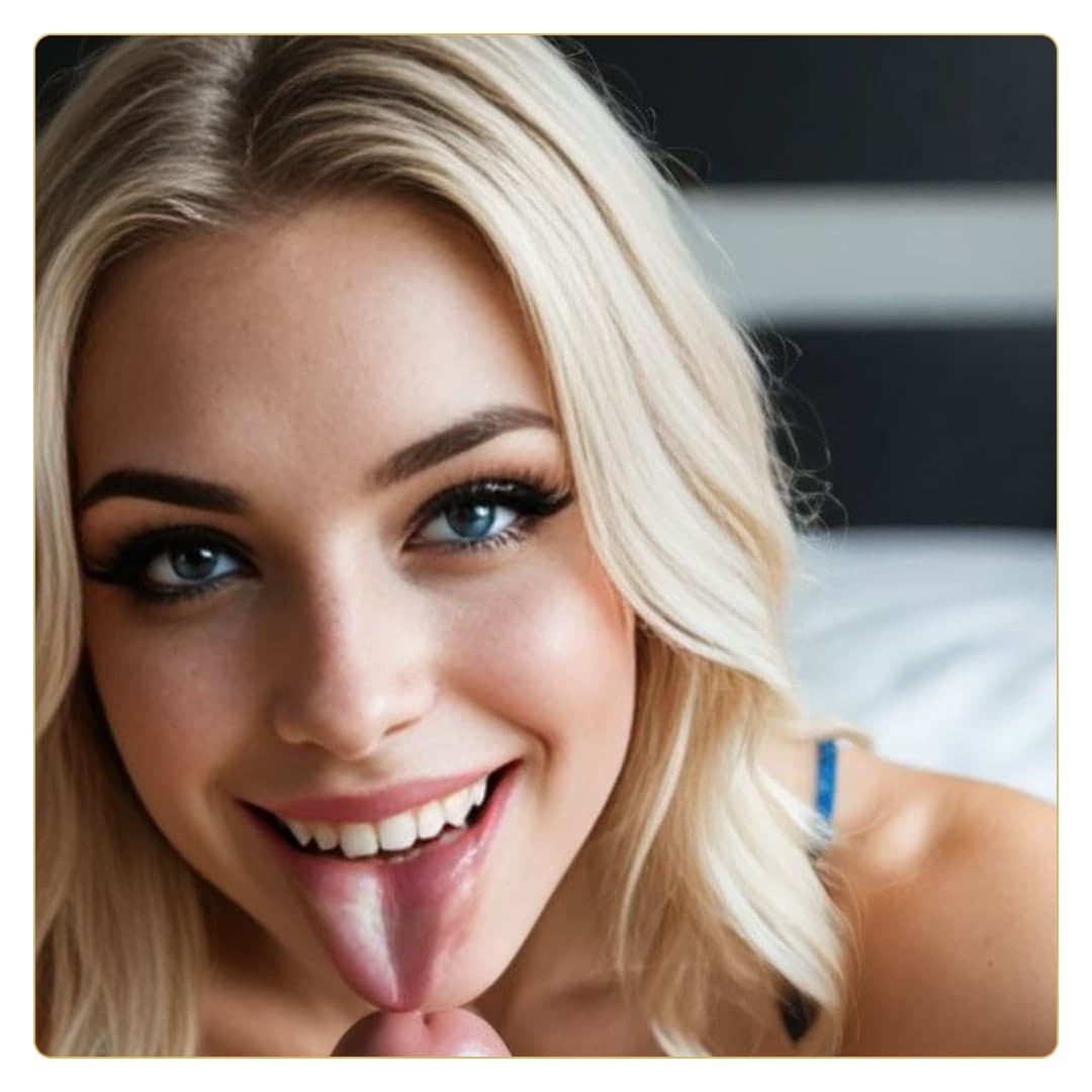 POV blonde licks cock head