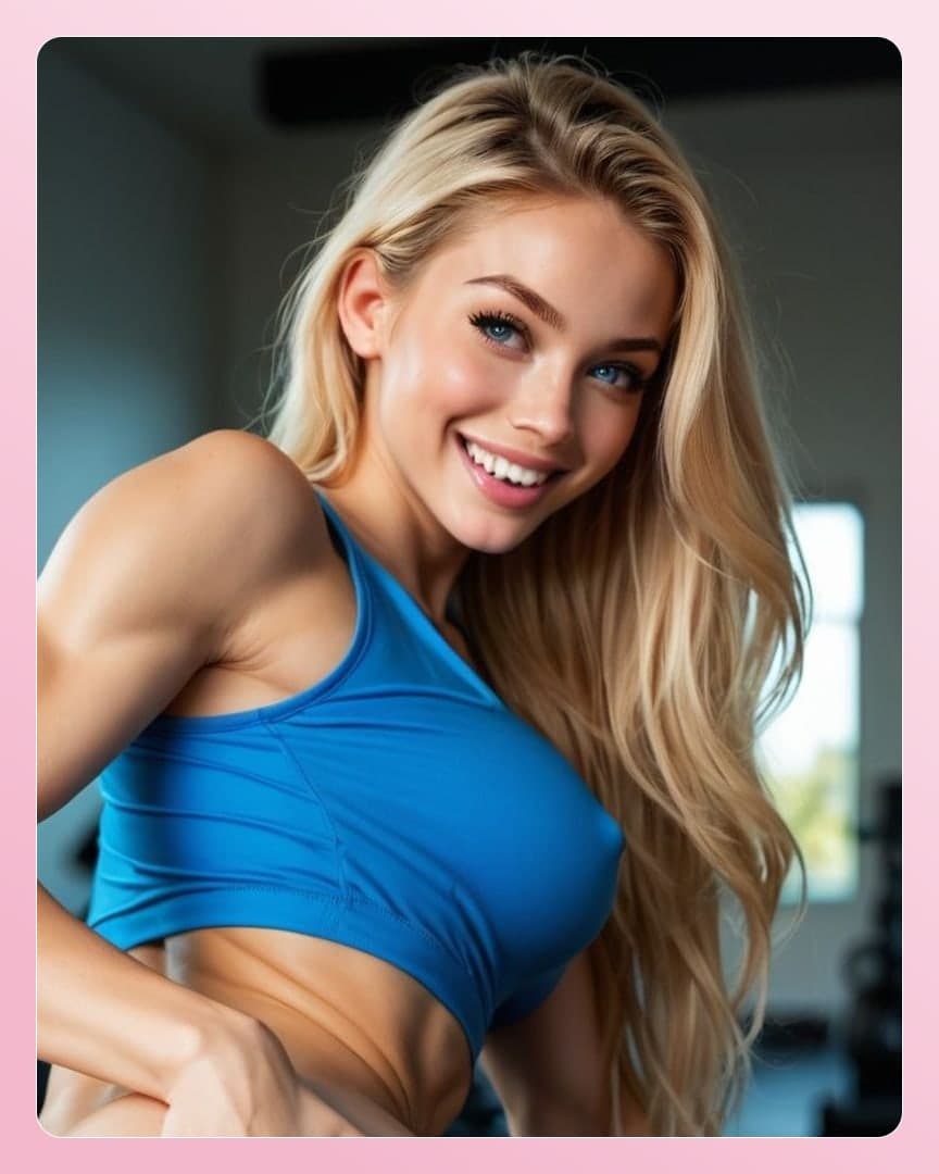 Sports bra gym selfie close up