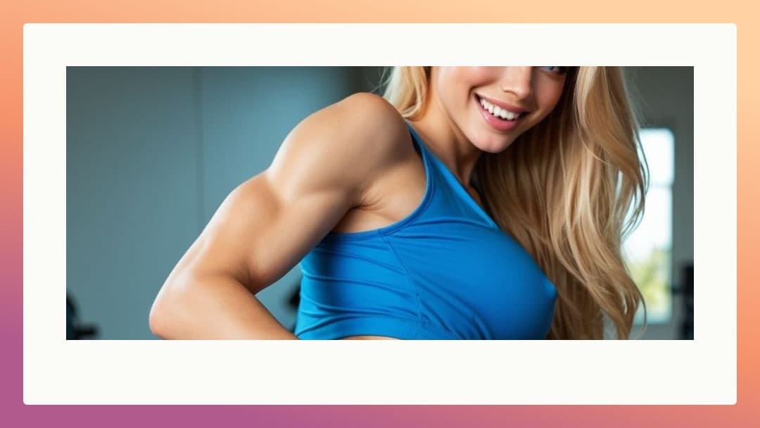 College age blonde flexes cleavage
