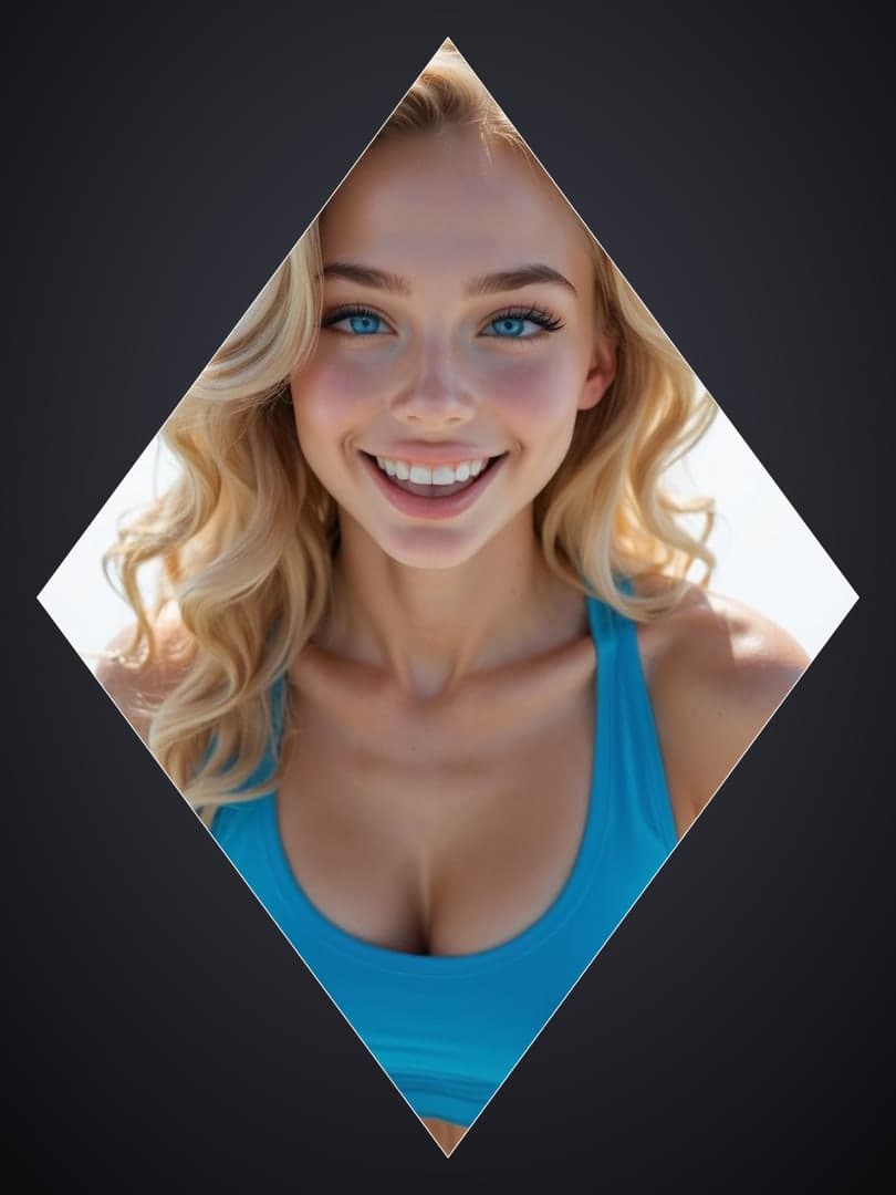 Turquoise tank cleavage selfie