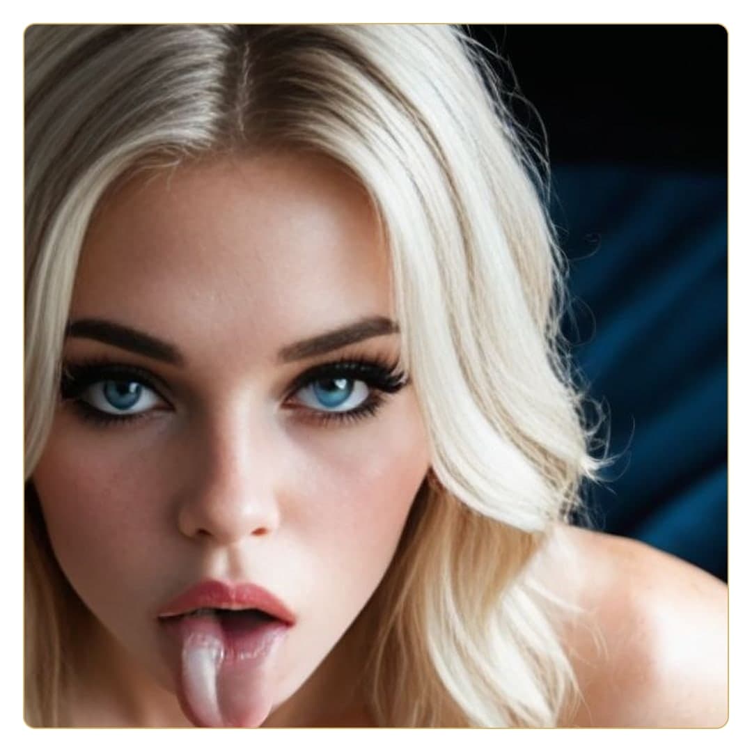 Platinum blonde blue eyes closeup