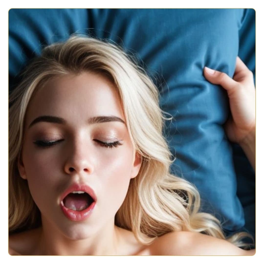 Blonde head on pillow in bed