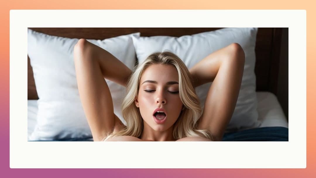 POV overhead blonde moaning in bed