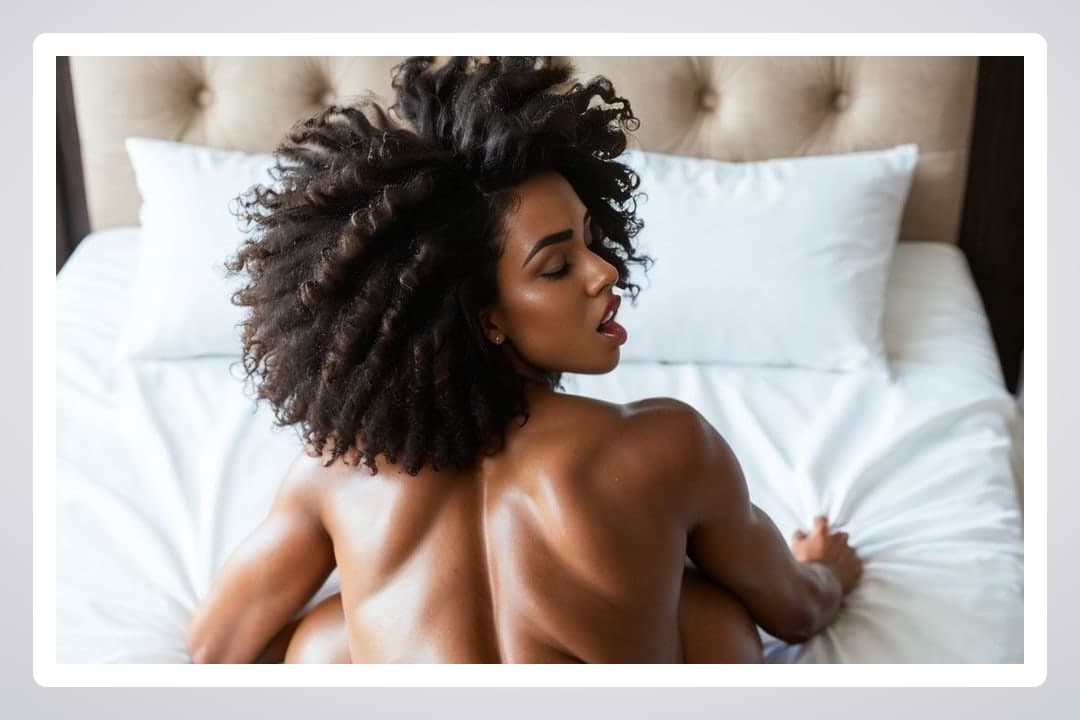 Curly afro over shoulder nude