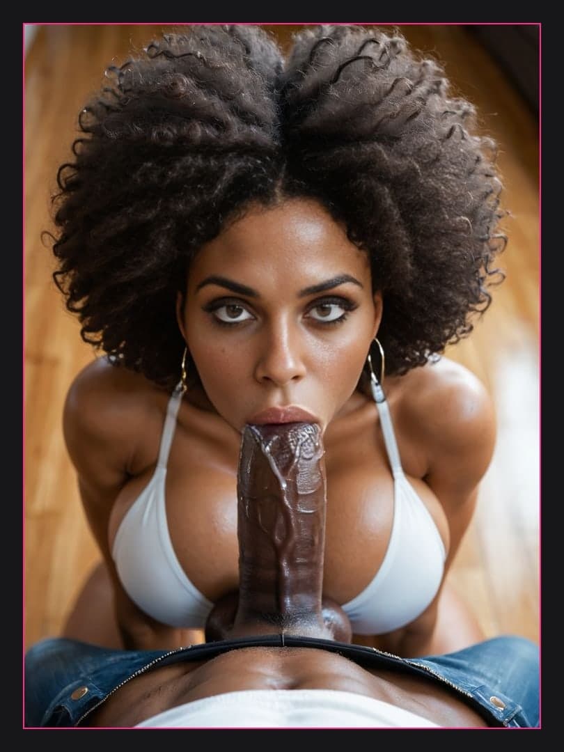 Young ebony blowjob on floor