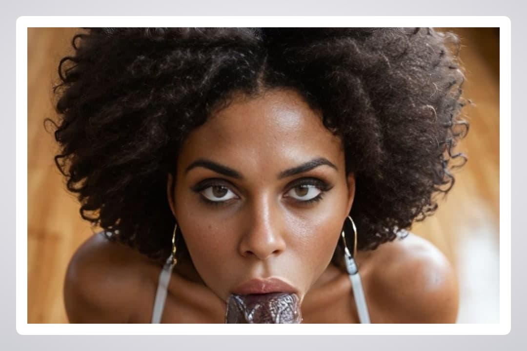 Curly afro ebony POV blowjob