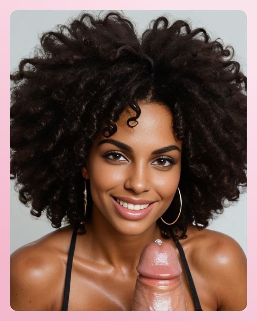 Close-up ebony blowjob with precum
