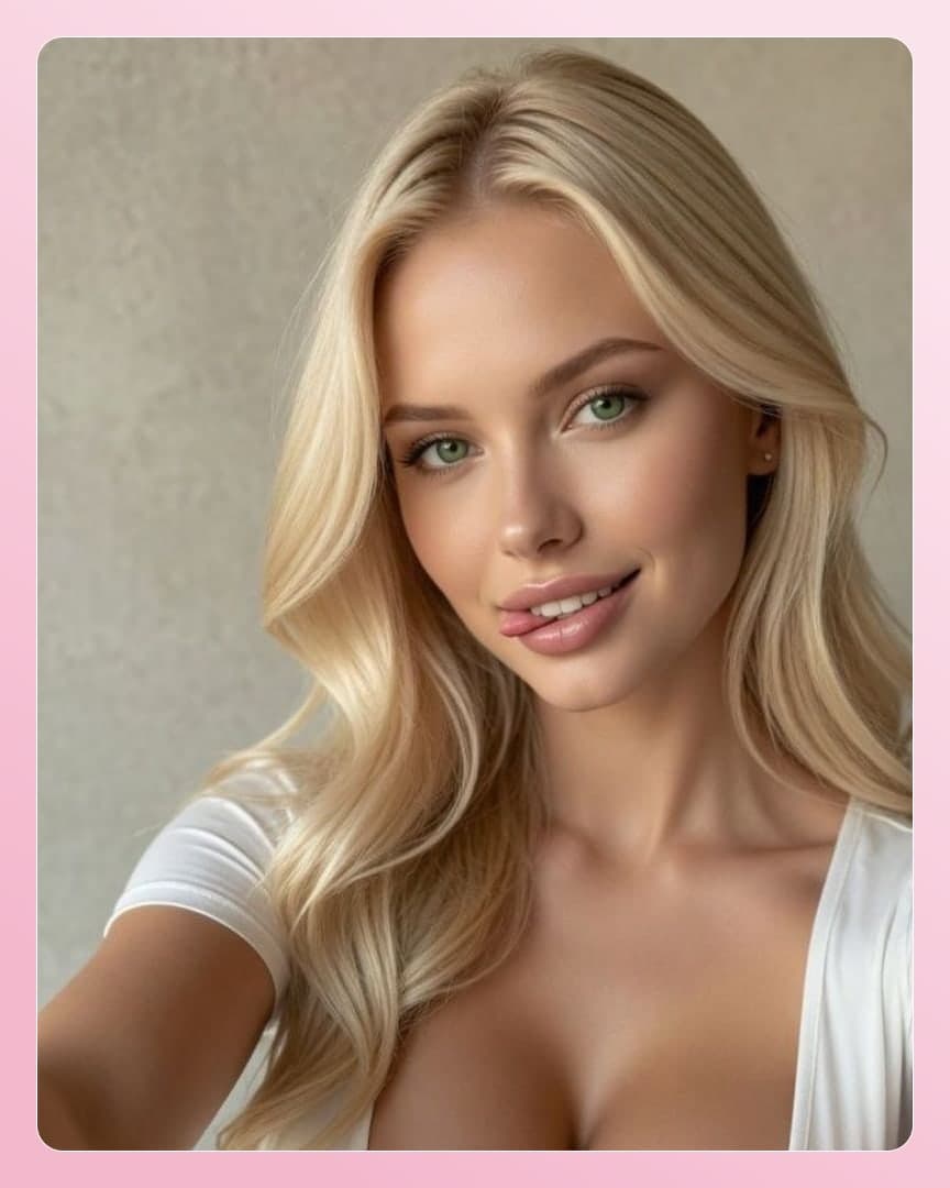 Blonde cleavage selfie indoors
