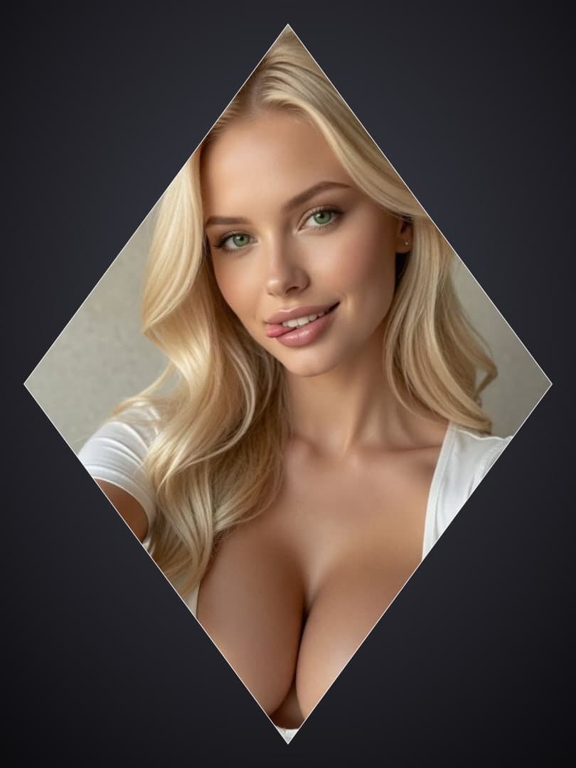 Curvy blonde diamond frame portrait
