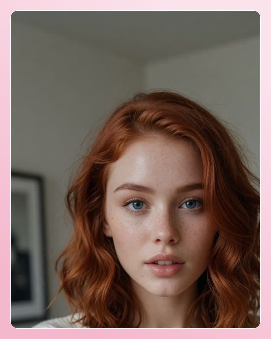 Redhead portrait against plain wall