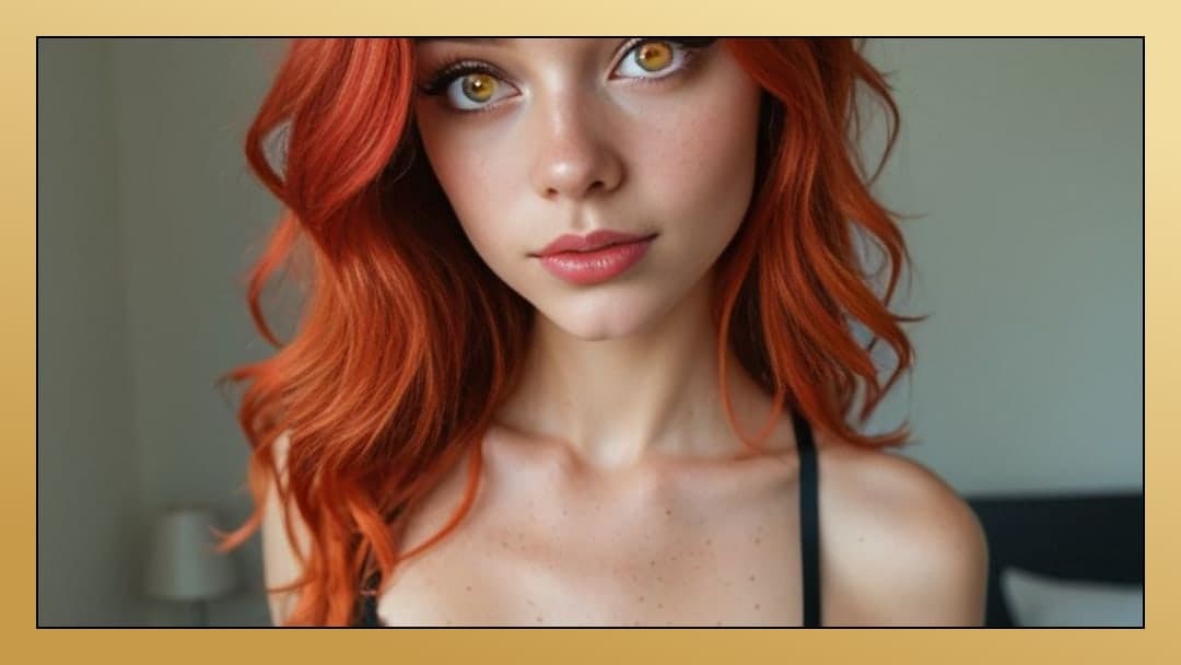 Golden eyes bedroom closeup