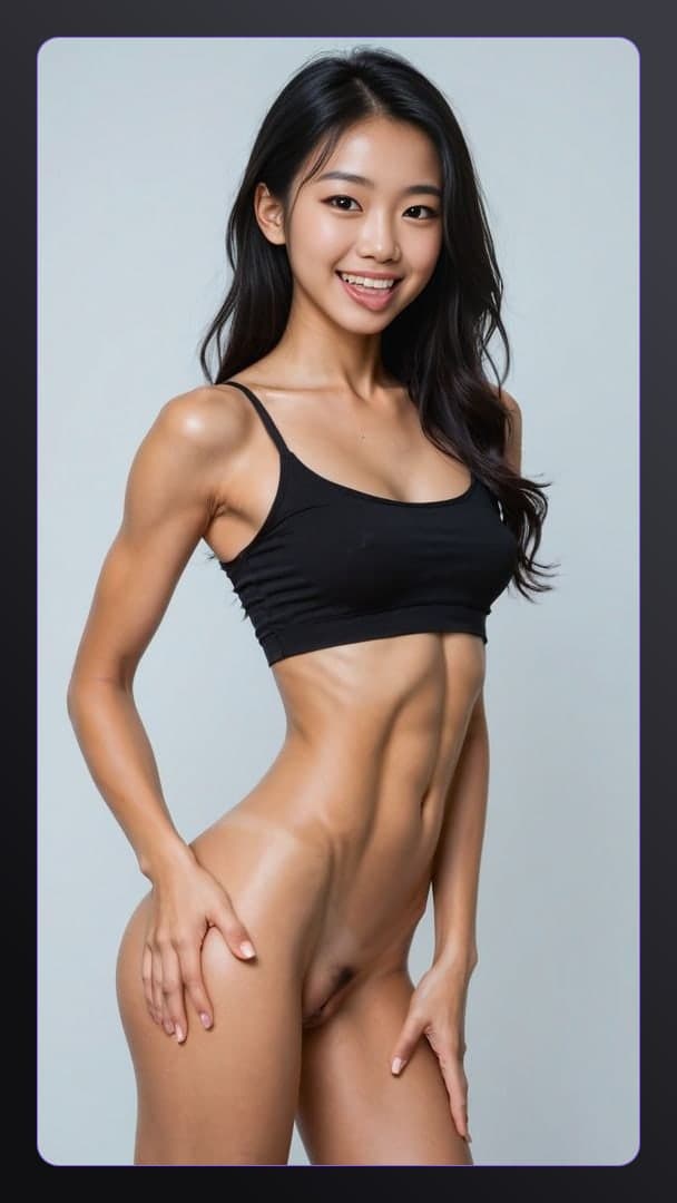 Toned abs crop top studio pose