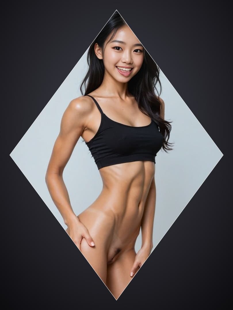 Raven hair bottomless studio portrait