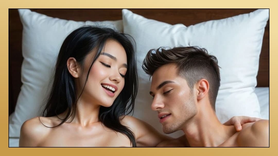 Topless in bed with guy