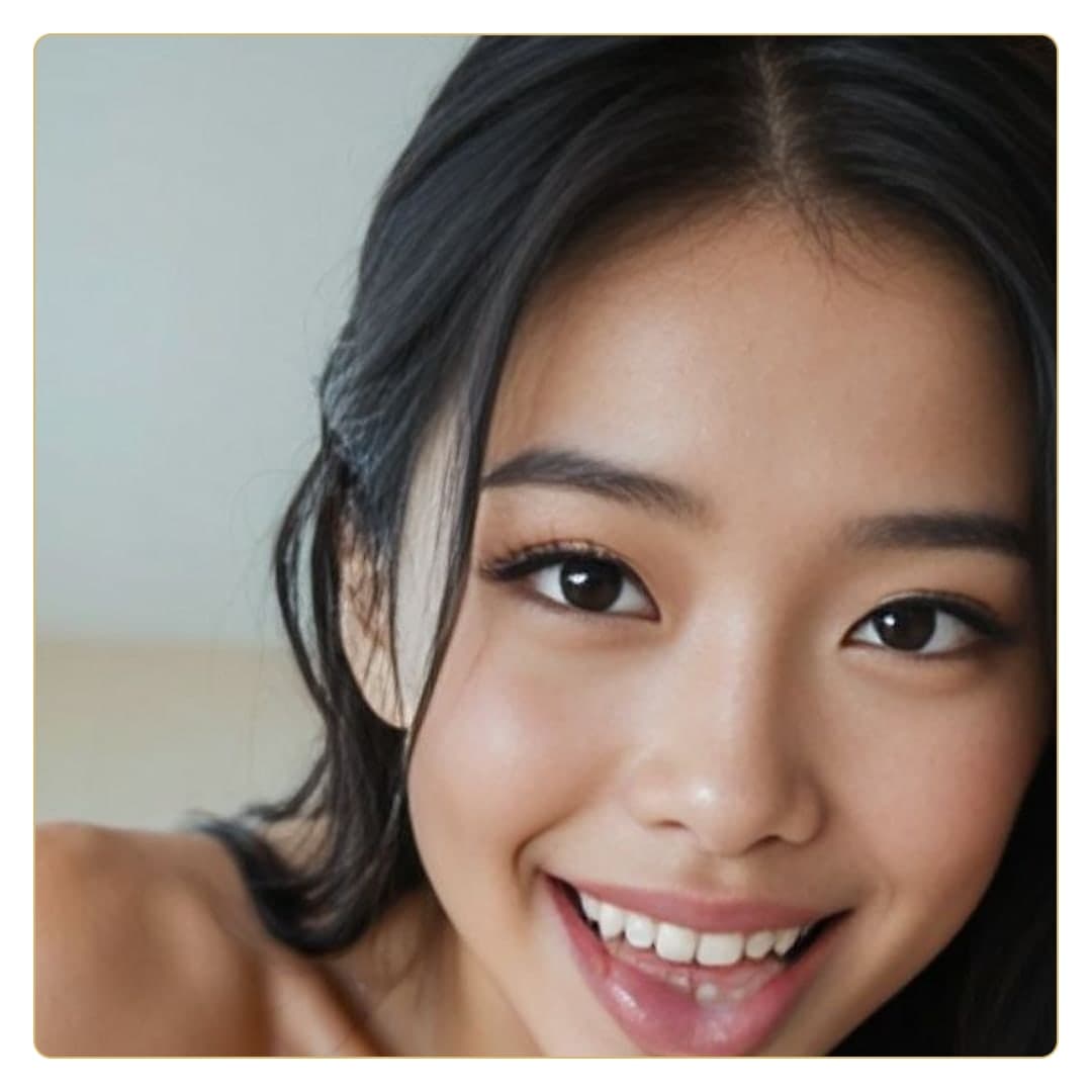 Close-up topless Asian selfie