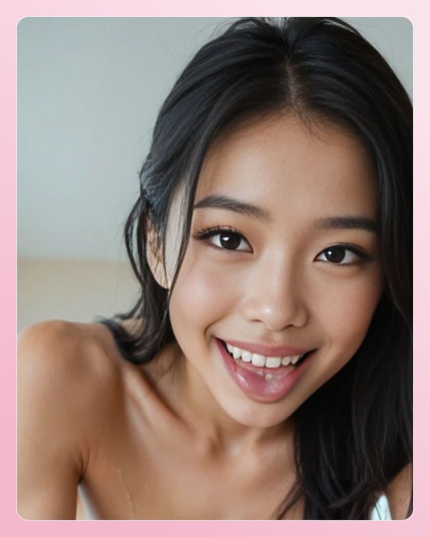 Topless selfie smile closeup