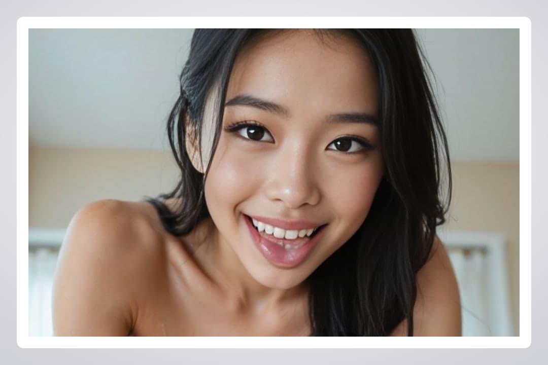 Athletic Asian topless selfie indoors
