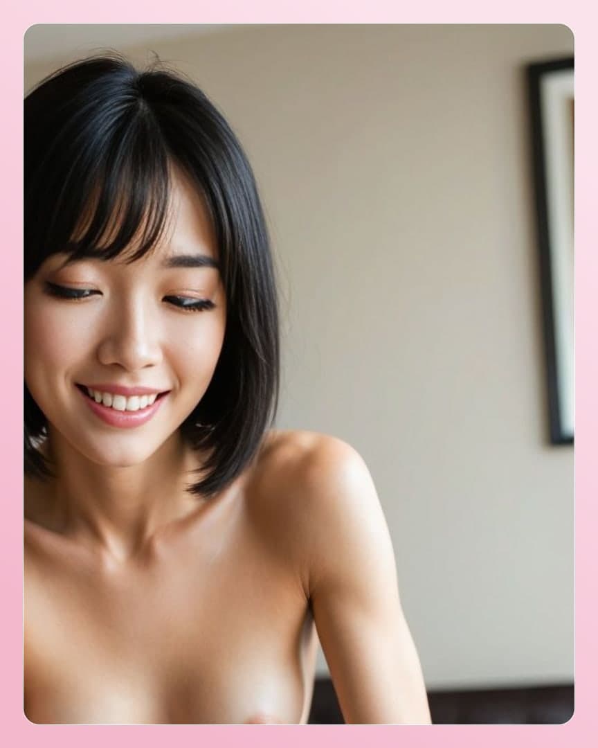 Topless Asian short bob portrait