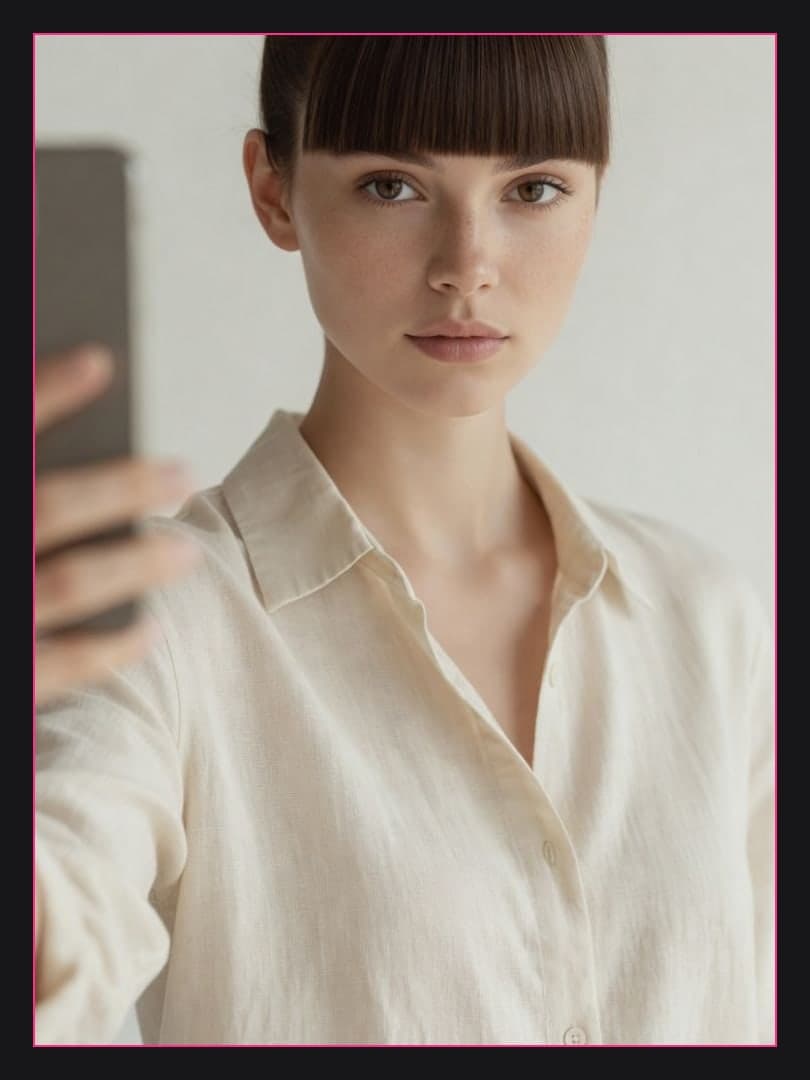 Young adult linen shirt selfie