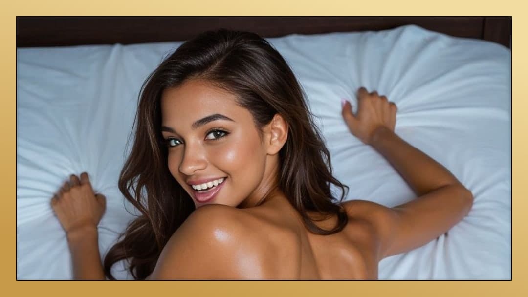 Young Latina topless in bed