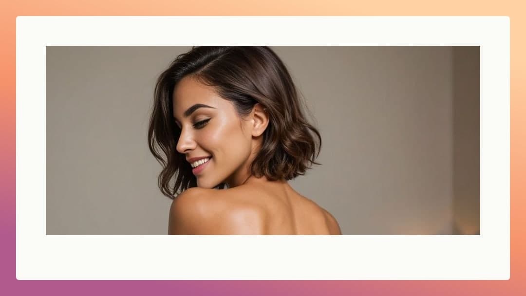Brunette Latina topless shoulder glance