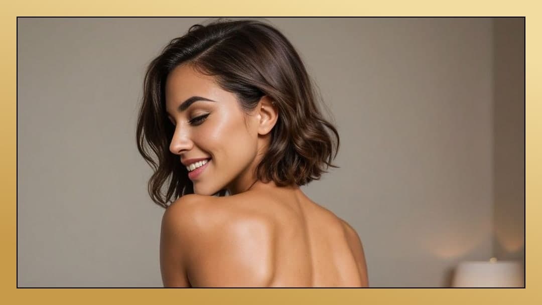 Topless Latina back portrait studio