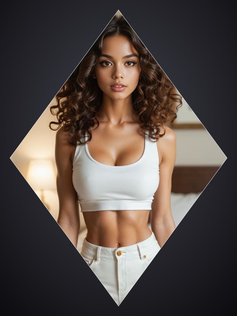 Brunette bedroom portrait in white