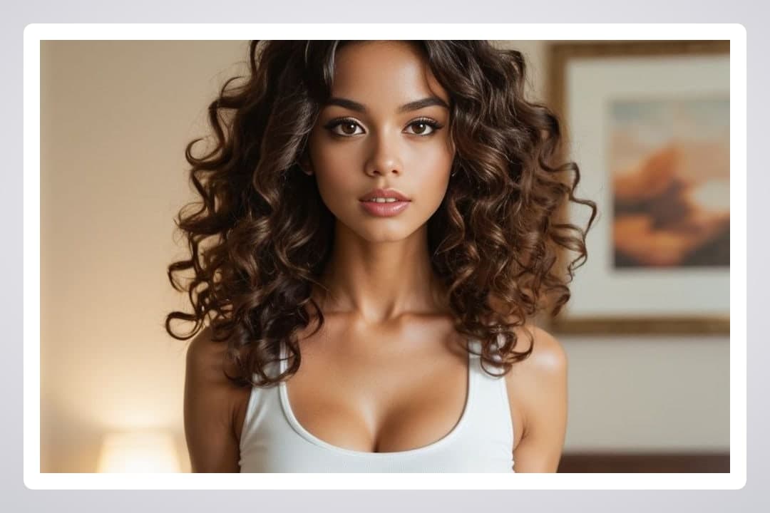 White tank top cleavage portrait