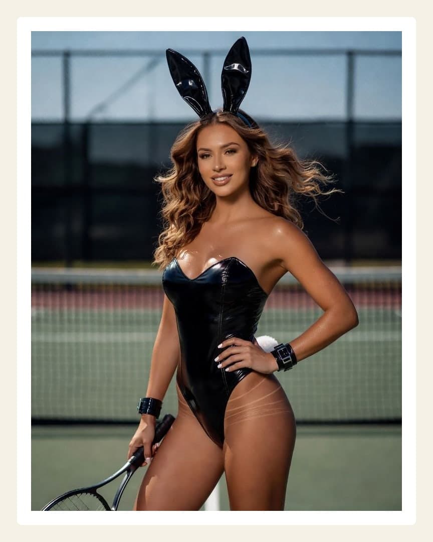 Bunny ears latex on tennis court